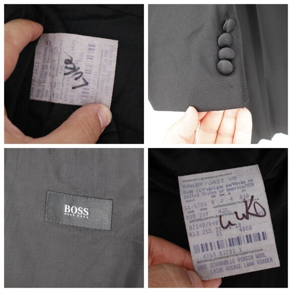 VTG Hugo Boss Tuxedo Suit Men's 42L 38x32 Baker / Jazz Virgin Wool Satin Lapel - Picture 16 of 16